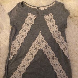 Maurices Grey/ Lace Tee Shirt